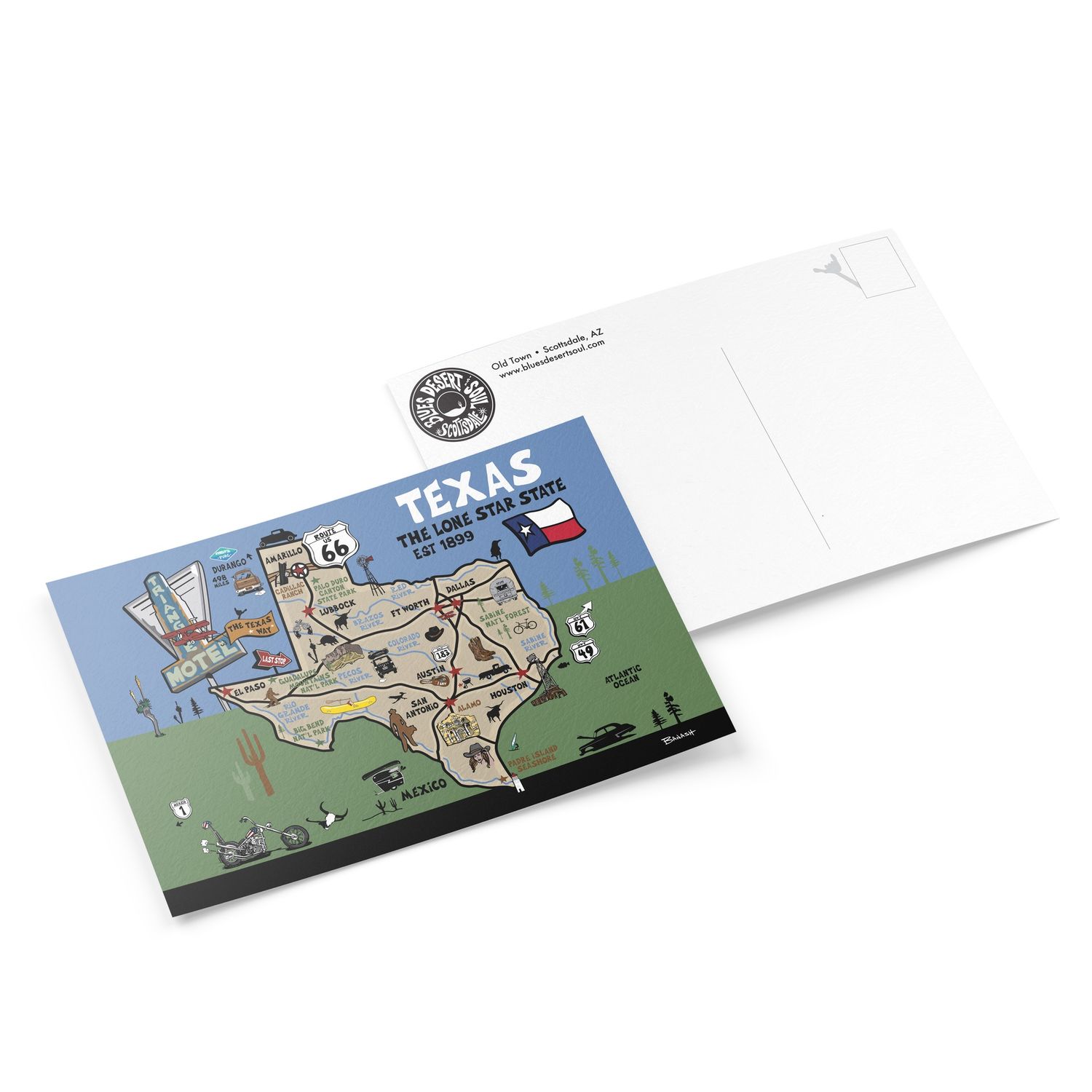 TEXAS DESTINATIONS MAP| 6&quot; x 9&quot; POSTCARD