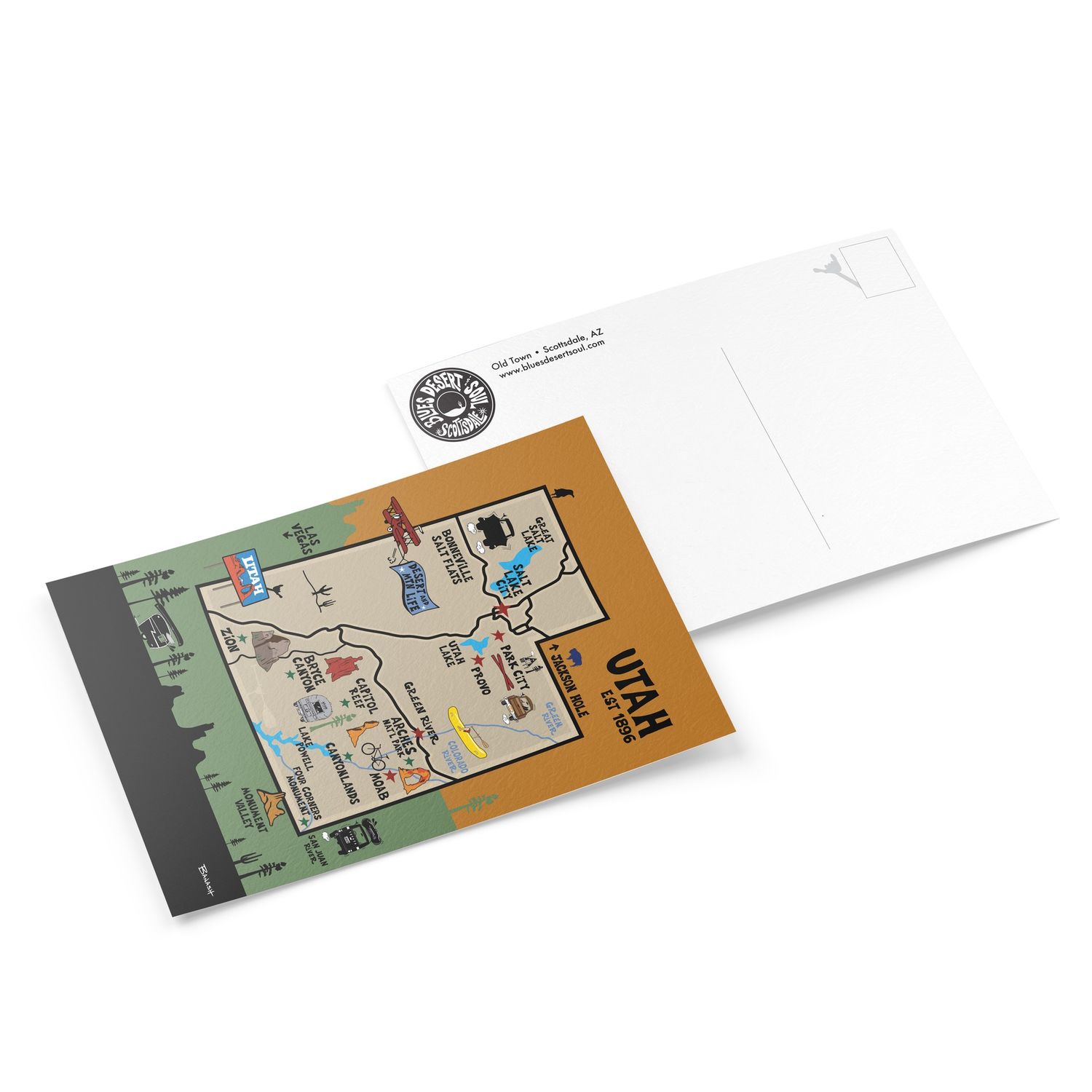 UTAH DESTINATIONS MAP | 6&quot; x 9&quot; POSTCARD