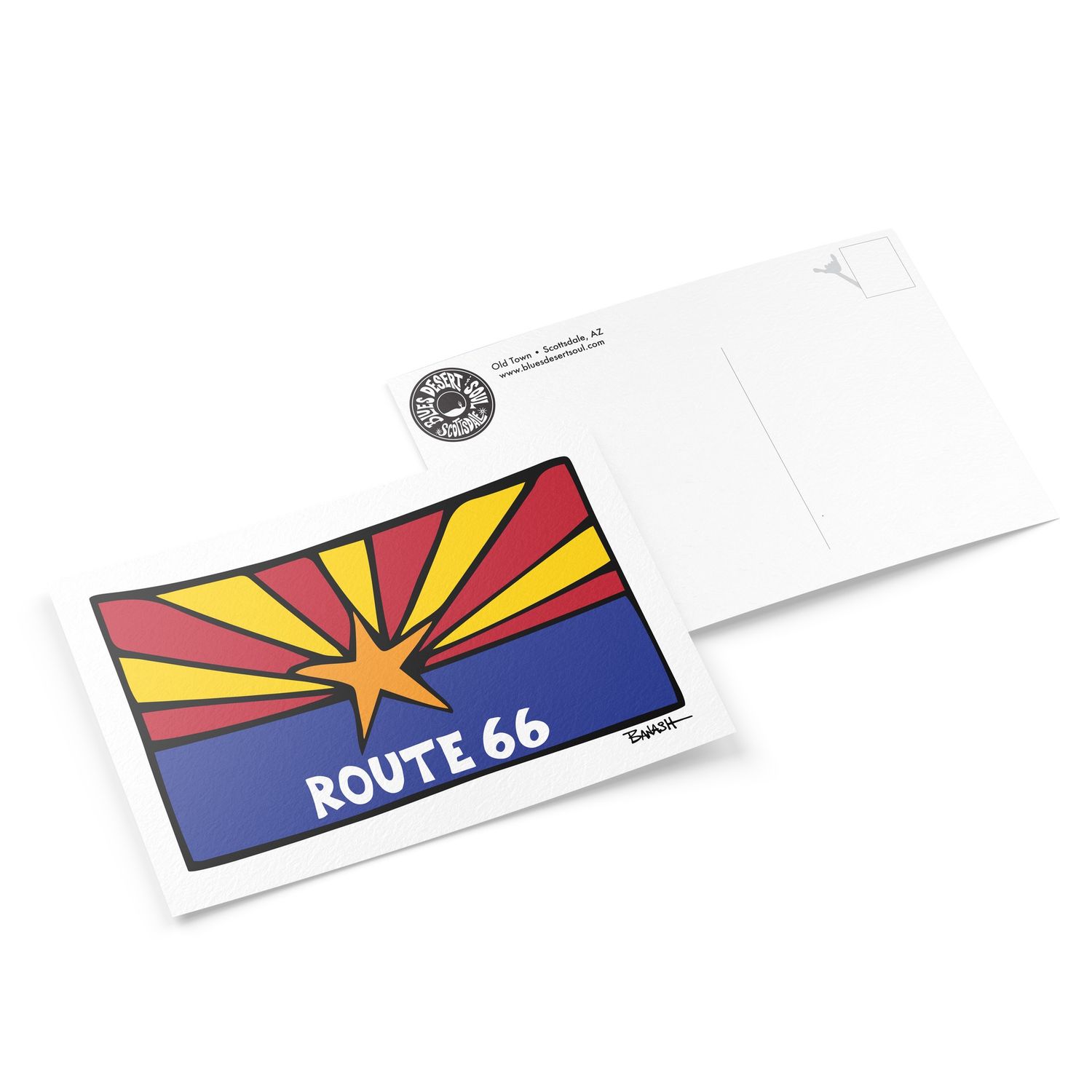 ARIZONA STATE FLAG . ROUTE 66 | 6&quot; x 9&quot; POSTCARD