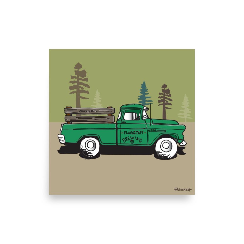 BREWING PICKUP . SERIES | POSTER PRINT | ILLUSTRATION | 1:1 RATIO, Size: 12x12, STYLE: FLAGSTAFF