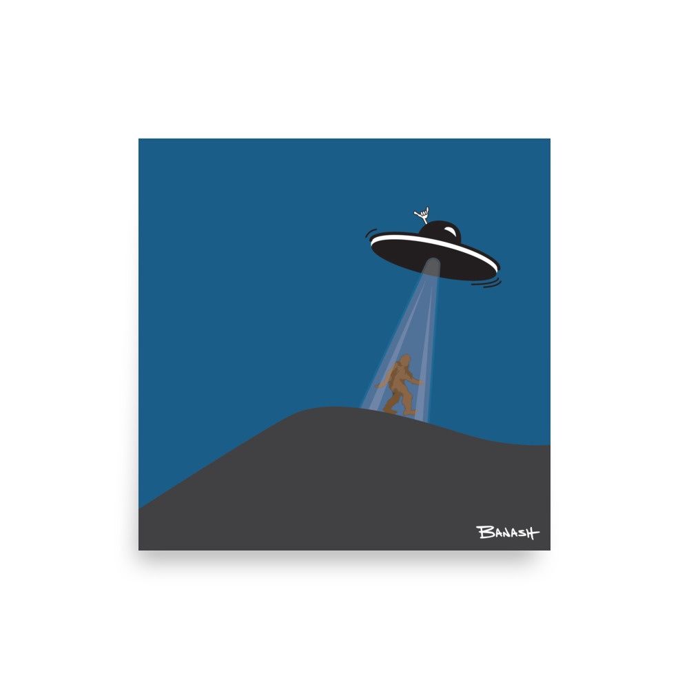 DESERT DUNE UFO SASQUATCH | POSTER PRINT | ILLUSTRATION | 1:1 RATIO