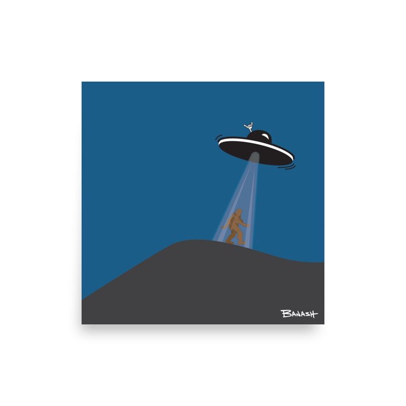 DESERT DUNE UFO SASQUATCH | POSTER PRINT | ILLUSTRATION | 1:1 RATIO