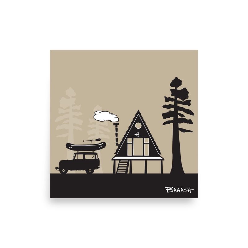 A-FRAME HUT . RAFT . LAND CRUISER II | POSTER PRINT | ILLUSTRATION | 1:1 RATIO
