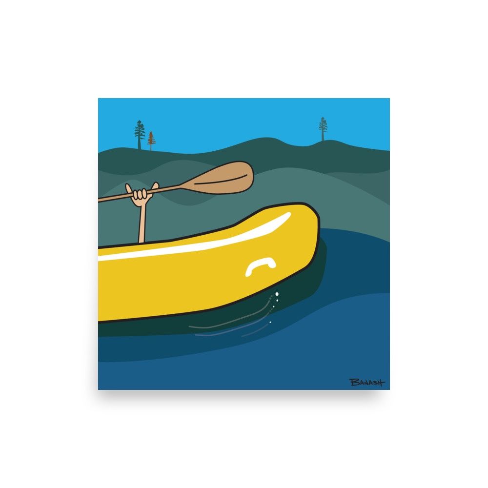 RAFT GREM . RIVER . PINES | POSTER PRINT | ILLUSTRATION | 1:1 RATIO
