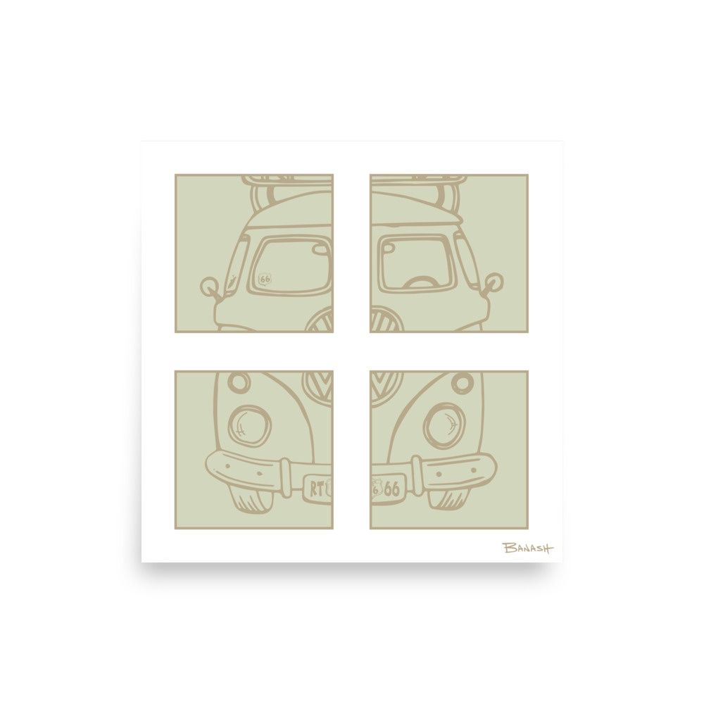 ROUTE 66 ROAD BUS GRILL . QUADRANT | POSTER PRINT | ILLUSTRATION | 1:1 RATIO