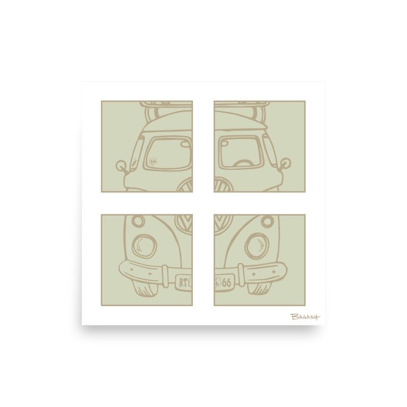 ROUTE 66 ROAD BUS GRILL . QUADRANT | POSTER PRINT | ILLUSTRATION | 1:1 RATIO
