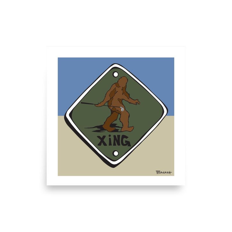 SASQUATCH GOLF XING | POSTER PRINT | ILLUSTRATION | 1:1 RATIO