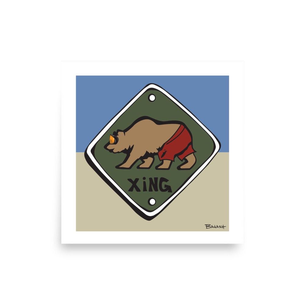 SKI BEAR CROSSING | POSTER PRINT | ILLUSTRATION | 1:1 RATIO