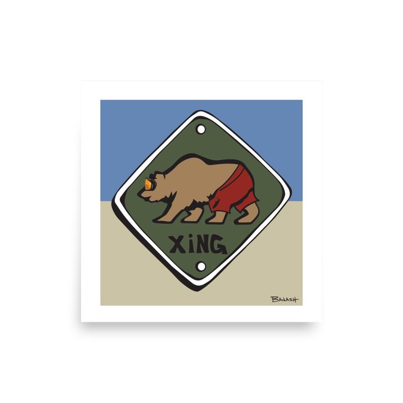 SKI BEAR CROSSING | POSTER PRINT | ILLUSTRATION | 1:1 RATIO