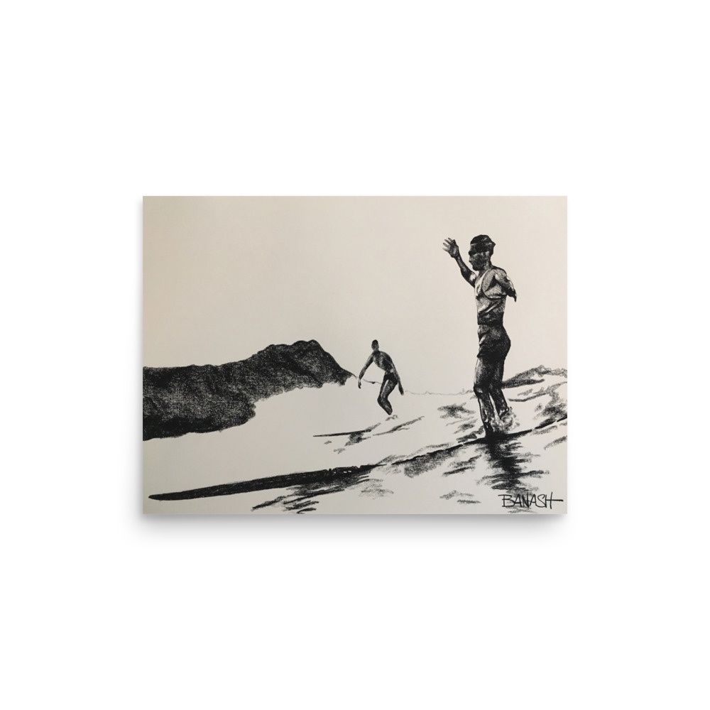 WAIKIKI SOUL SURFER | POSTER PRINT | ACRYLIC PAINTING | PIONEERS OF SURF | 3:4 RATIO