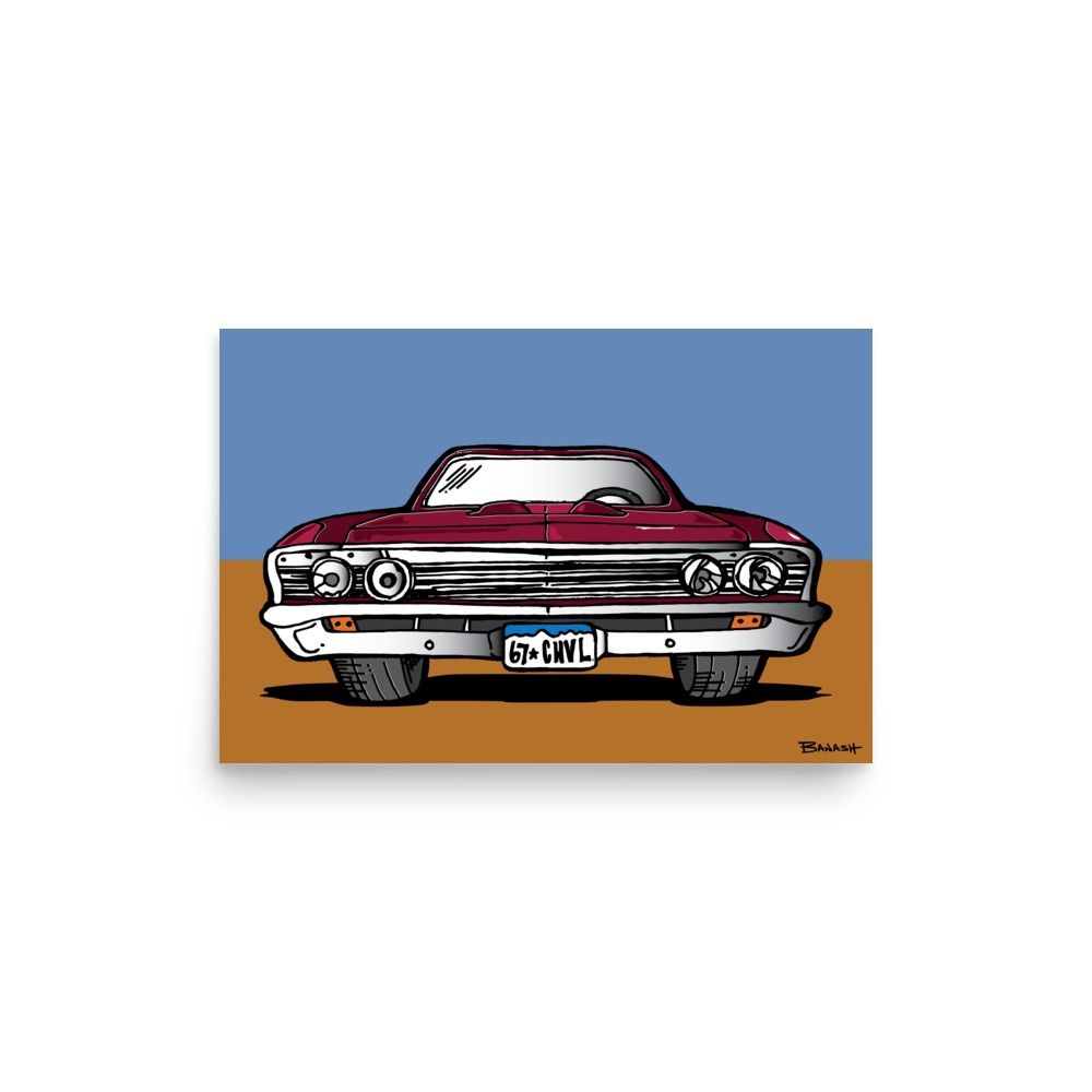 67 CHEVELLE SAND LINES | POSTER PRINT | ILLUSTRATION | 2:3 RATIO, Size: 12x18