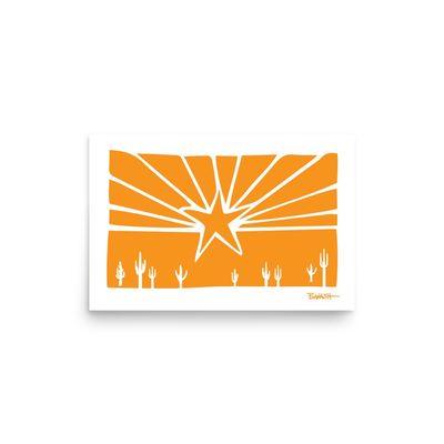 ARIZONA FLAG . CACTUS . ORANGE | POSTER PRINT | ILLUSTRATION | 2:3 RATIO