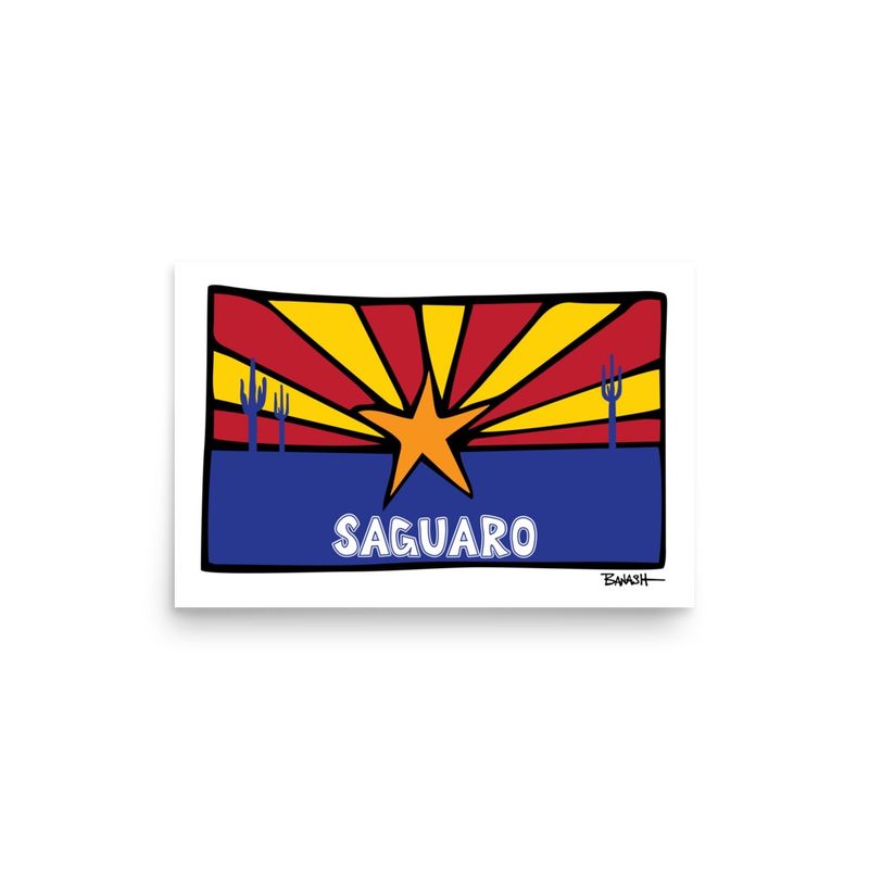 ARIZONA FLAG . SAGUARO | POSTER PRINT | ILLUSTRATION | 2:3 RATIO