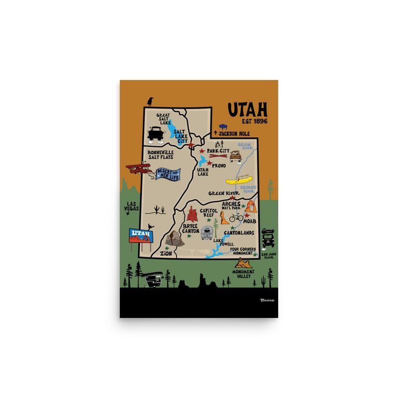 DESTINATIONS . UTAH | POSTER PRINT | ILLUSTRATION | 2:3 RATIO