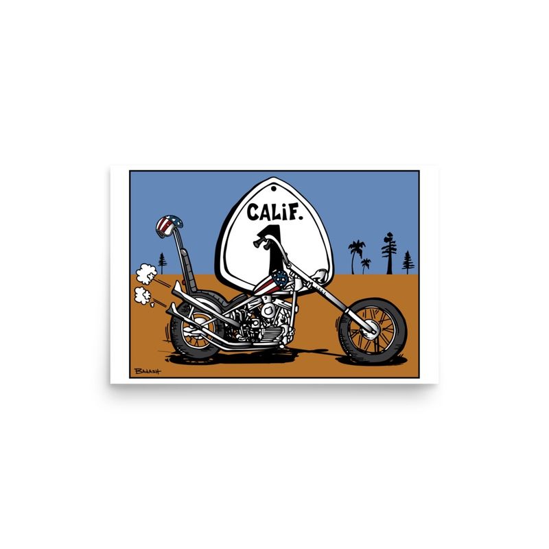 EASY RIDER CHOPPER . OLD HWY 1 | POSTER PRINT | ILLUSTRATION | 2:3 RATIO