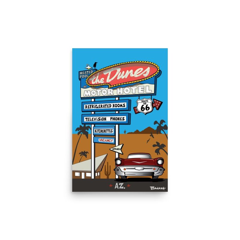 DUNES MOTEL SIGN POST | POSTER PRINT | ILLUSTRATION | 2:3 RATIO