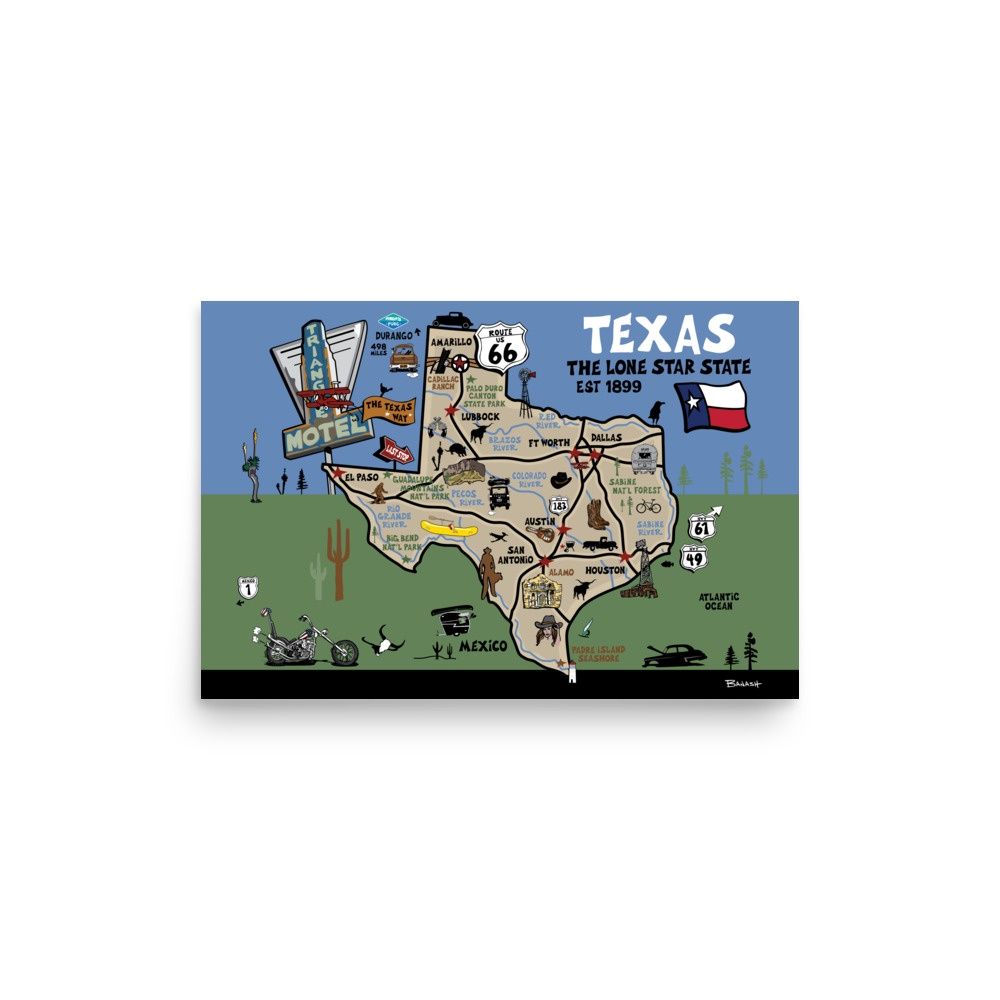 DESTINATIONS . TEXAS | POSTER PRINT | ILLUSTRATION | 2:3 RATIO