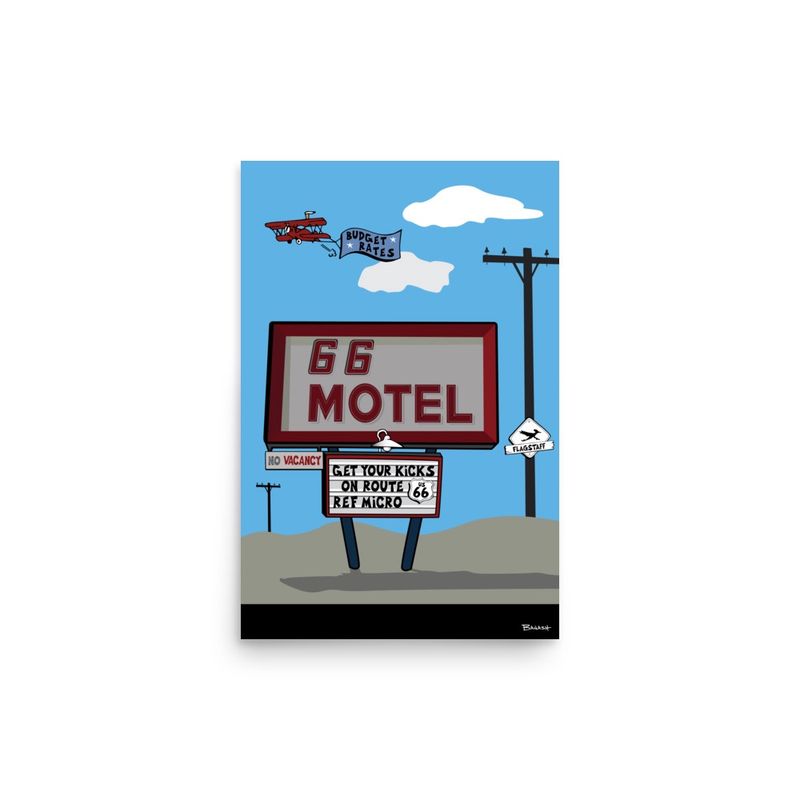 FLAGSTAFF ARIZONA . ROUTE 66 MOTEL | POSTER PRINT | ILLUSTRATION | 2:3 RATIO
