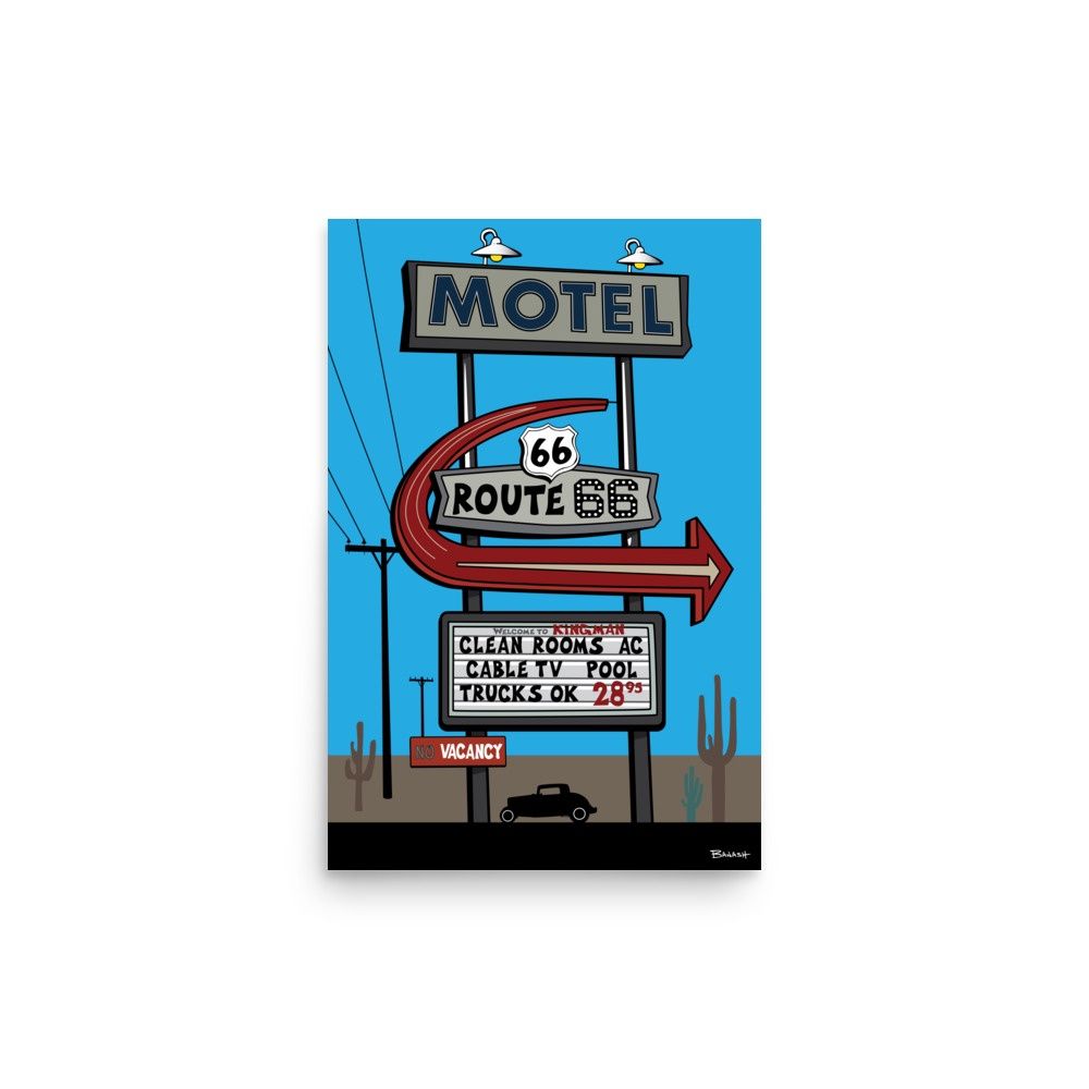 KINGMAN ROUTE 66 MOTEL | POSTER PRINT | ILLUSTRATION | 2:3 RATIO