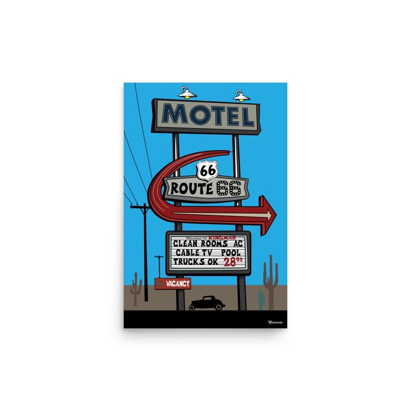 KINGMAN ROUTE 66 MOTEL | POSTER PRINT | ILLUSTRATION | 2:3 RATIO