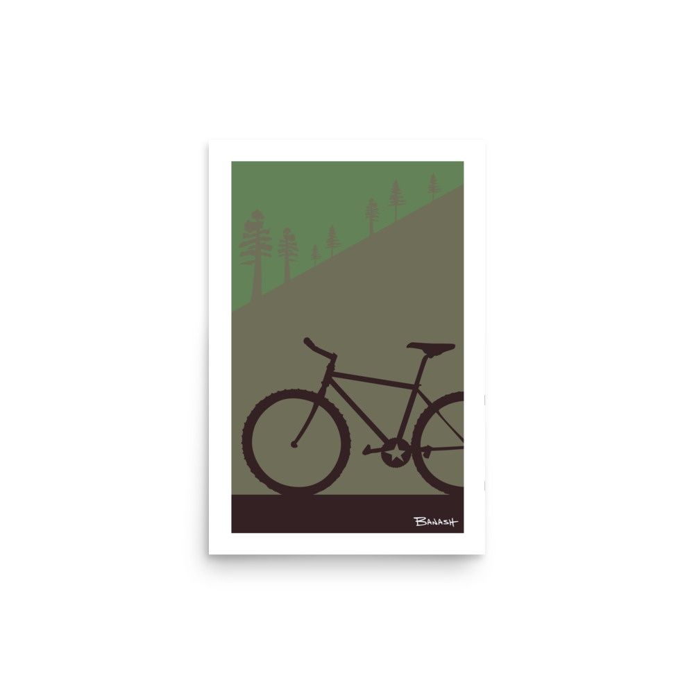 MOUNTAIN BIKE . PINE SLOPE . COLOR SERIES | POSTER PRINT | ILLUSTRATION | 2:3 RATIO, Size: 12x18, COLOR: FOREST