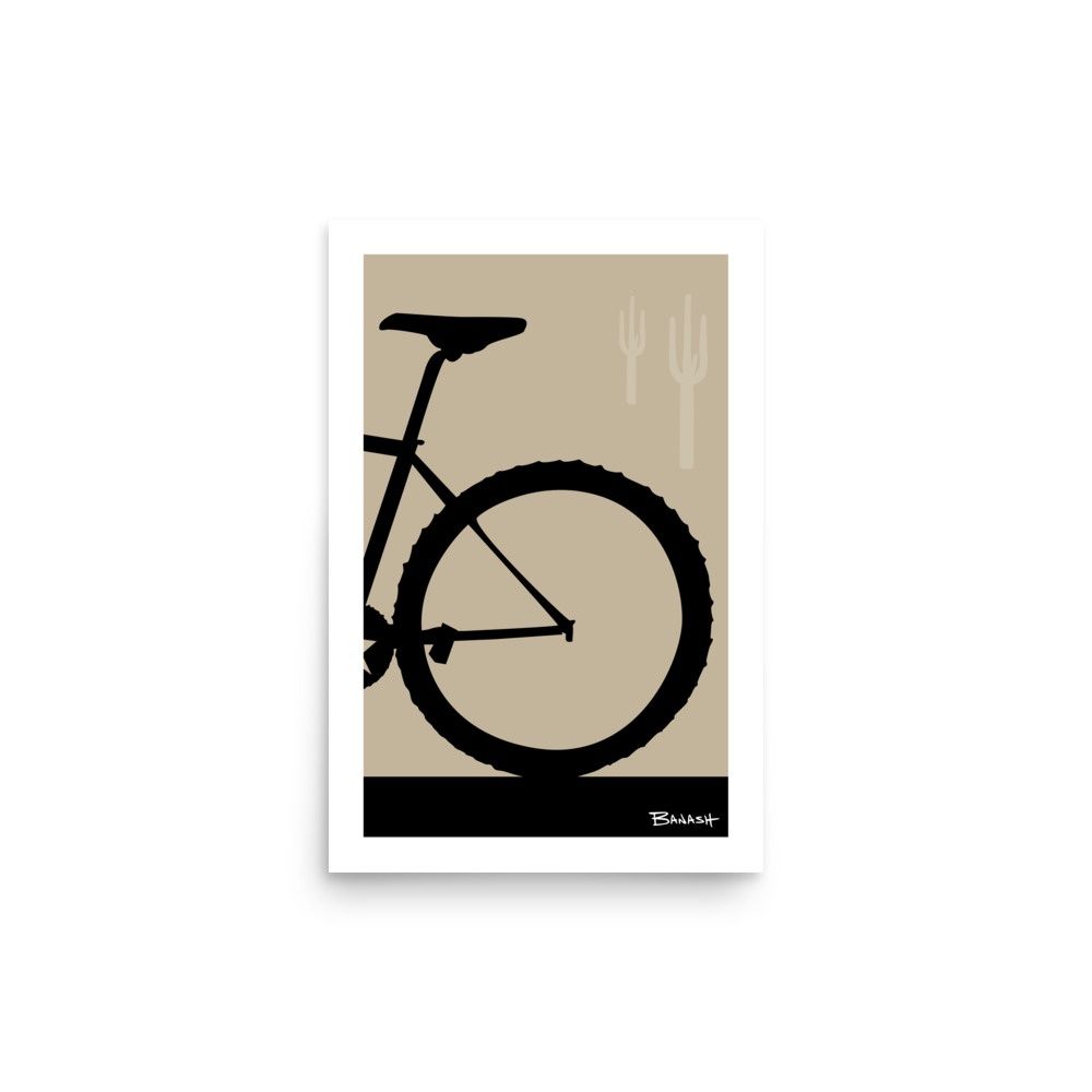 MOUNTAIN BIKE TAIL . CACTUS . COLOR SERIES | POSTER PRINT | ILLUSTRATION | 2:3 RATIO, Size: 12x18, COLOR: TAN