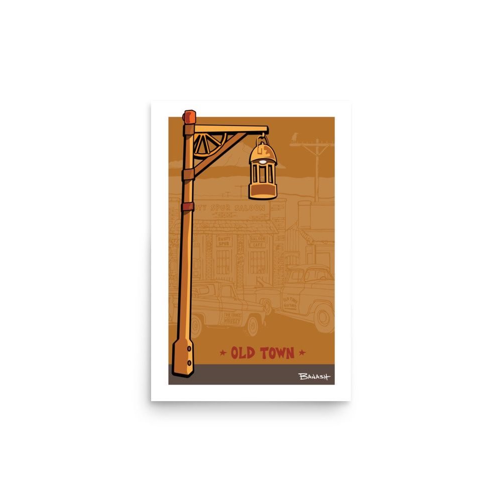 OLD TOWN RUSTY SPUR SALOON . LAMP POST | POSTER PRINT | ILLUSTRATION | 2:3 RATIO