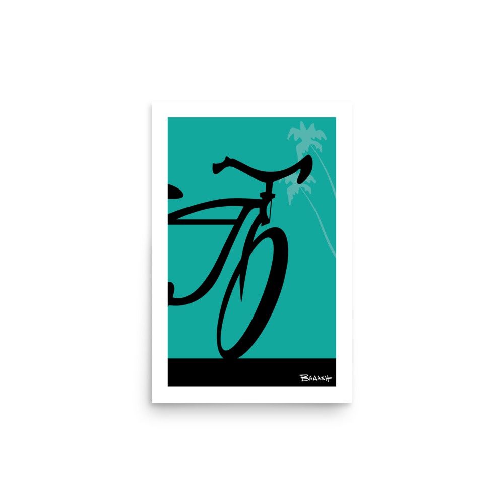 ORIGINAL BIKE LOGO FRONT END . PALMS . COLOR SERIES | POSTER PRINT | ILLUSTRATION | 2:3 RATIO, Size: 12x18, COLOR: SEAFOAM