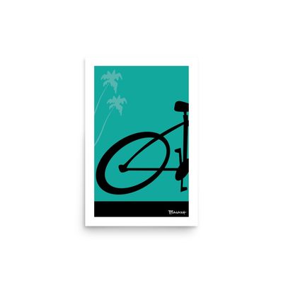 ORIGINAL BIKE LOGO TAIL . PALMS . COLOR SERIES | POSTER PRINT | ILLUSTRATION | 2:3 RATIO, Size: 12x18, COLOR: SEAFOAM