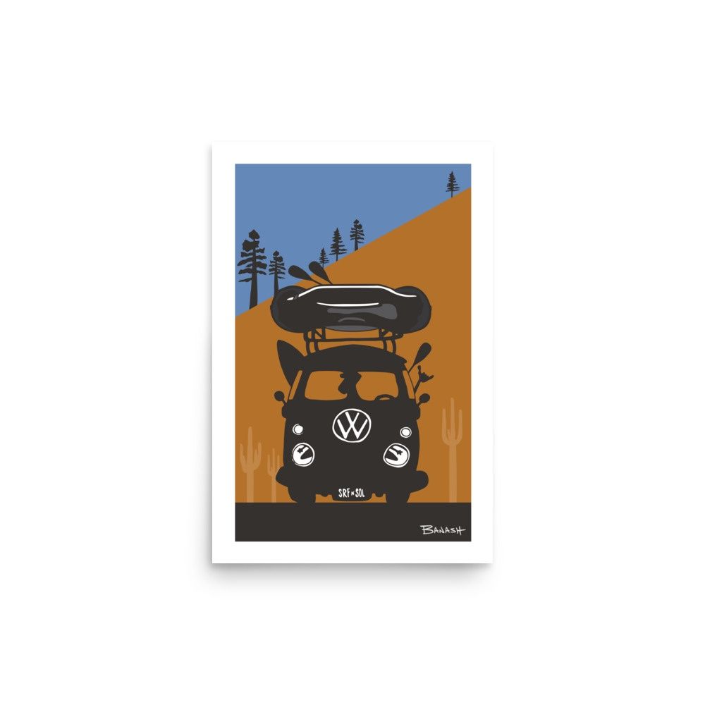 RAFT BUS GRILL . DESERT SLOPE . DESTINATION SERIES | POSTER PRINT | ILLUSTRATION | 2:3 RATIO, Size: 12x18, STYLE: SIMPLE