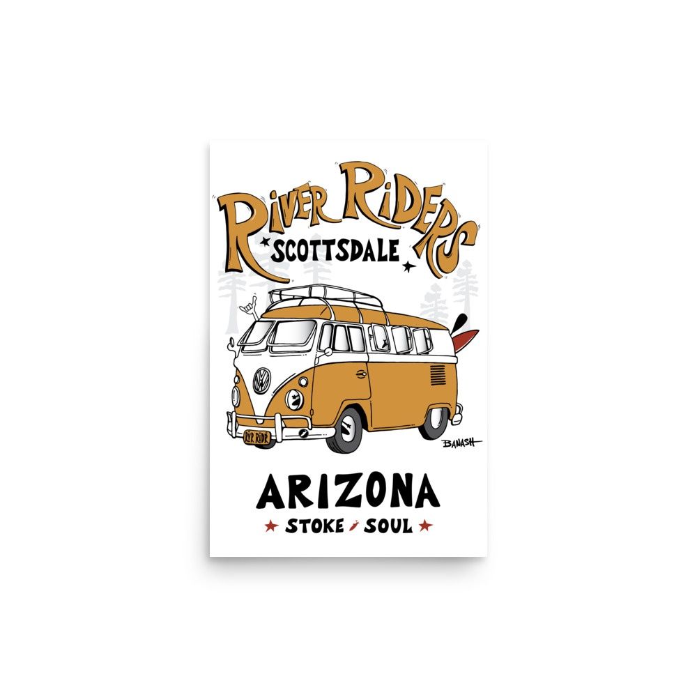 RIVER RIDERS . SCOTTSDALE . VW BUS | POSTER PRINT | ILLUSTRATION | 2:3 RATIO