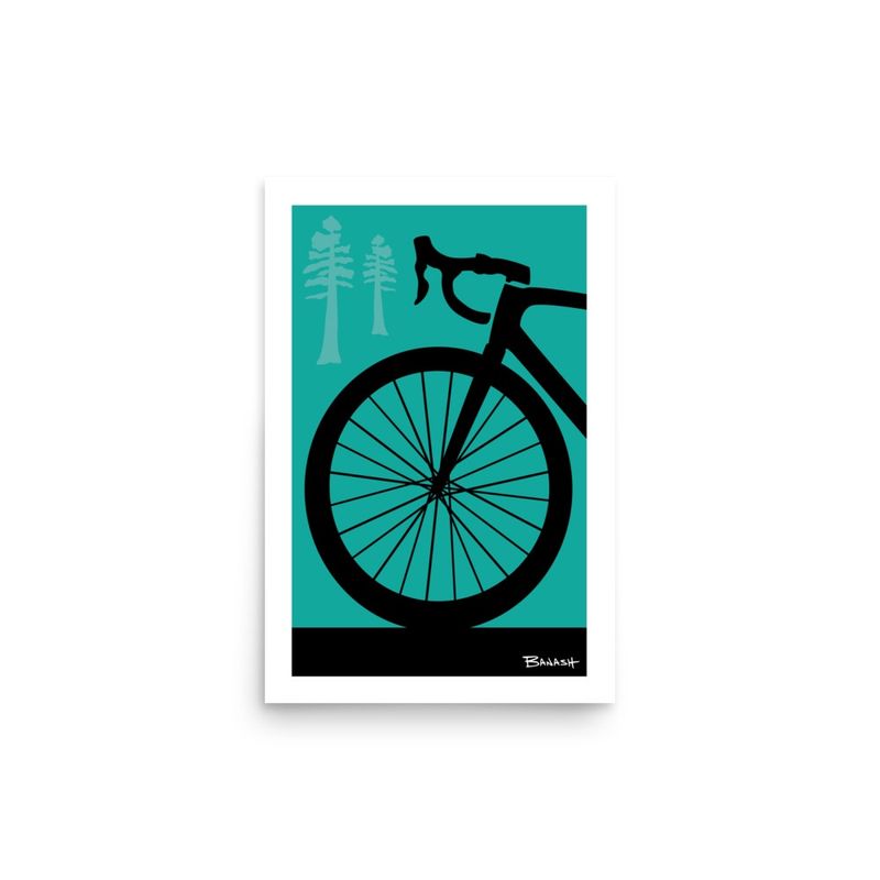 ROAD BIKE . FRONT END . PINES . COLOR SERIES | POSTER PRINT | ILLUSTRATION | 2:3 RATIO