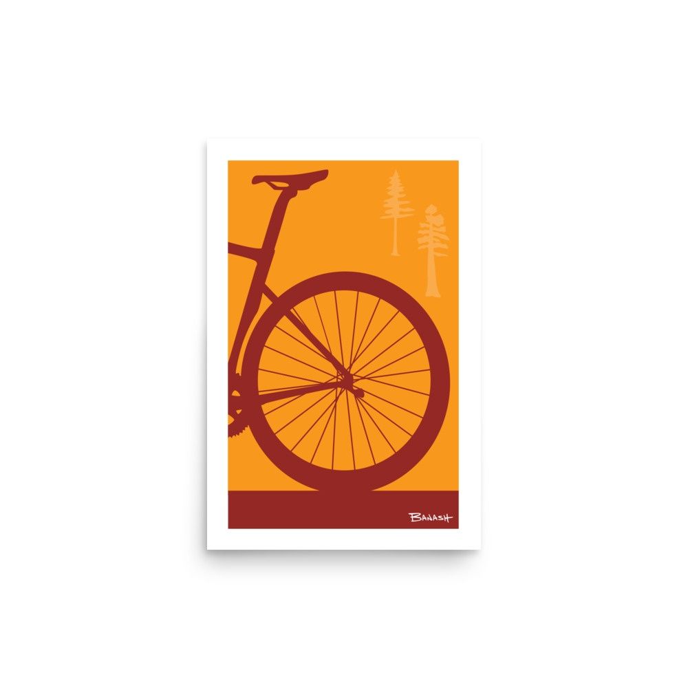 ROAD BIKE . TAIL . PINES . COLOR SERIES | POSTER PRINT | ILLUSTRATION | LIFESTYLE | 2:3 RATIO, Size: 12x18, COLOR: SUNDOWN
