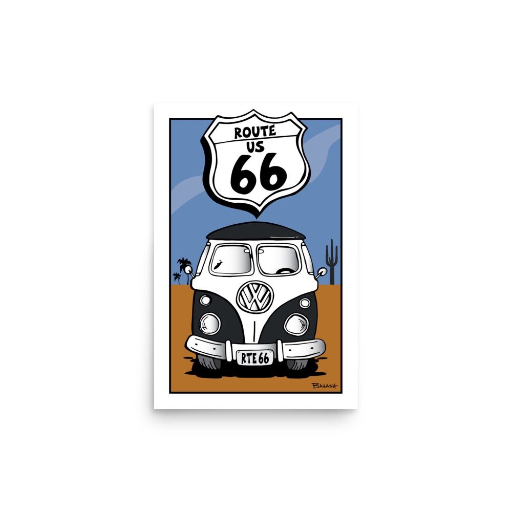ROUTE 66 . SIMPLE VW BUS GRILL . DESERT LINES | POSTER PRINT | ILLUSTRATION | 2:3 RATIO