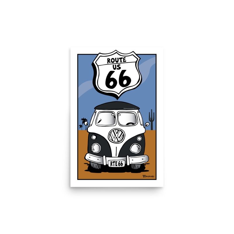 ROUTE 66 . SIMPLE VW BUS GRILL . DESERT LINES | POSTER PRINT | ILLUSTRATION | 2:3 RATIO