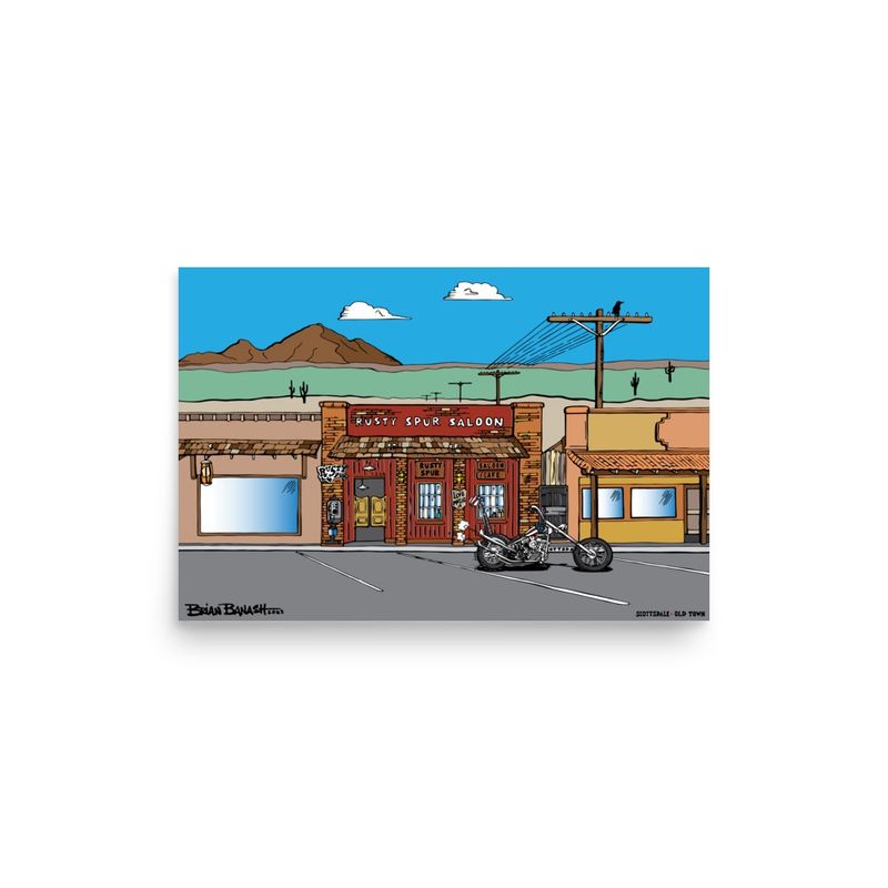 RUSTY SPUR SALOON . EASY RIDER CHOPPER | POSTER PRINT | ILLUSTRATION | 2:3 RATIO