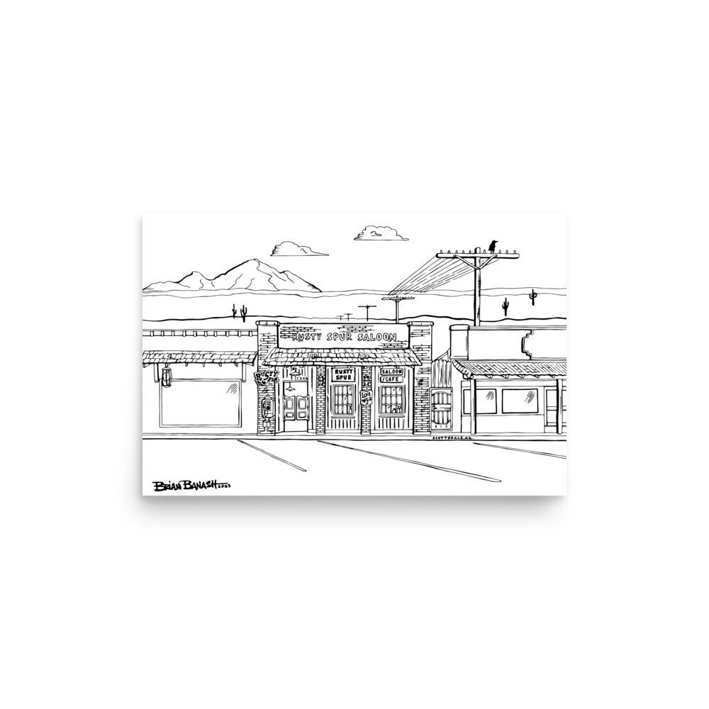 RUSTY SPUR SALOON . LINE DRAWING | POSTER PRINT | ILLUSTRATION | 2:3 RATIO
