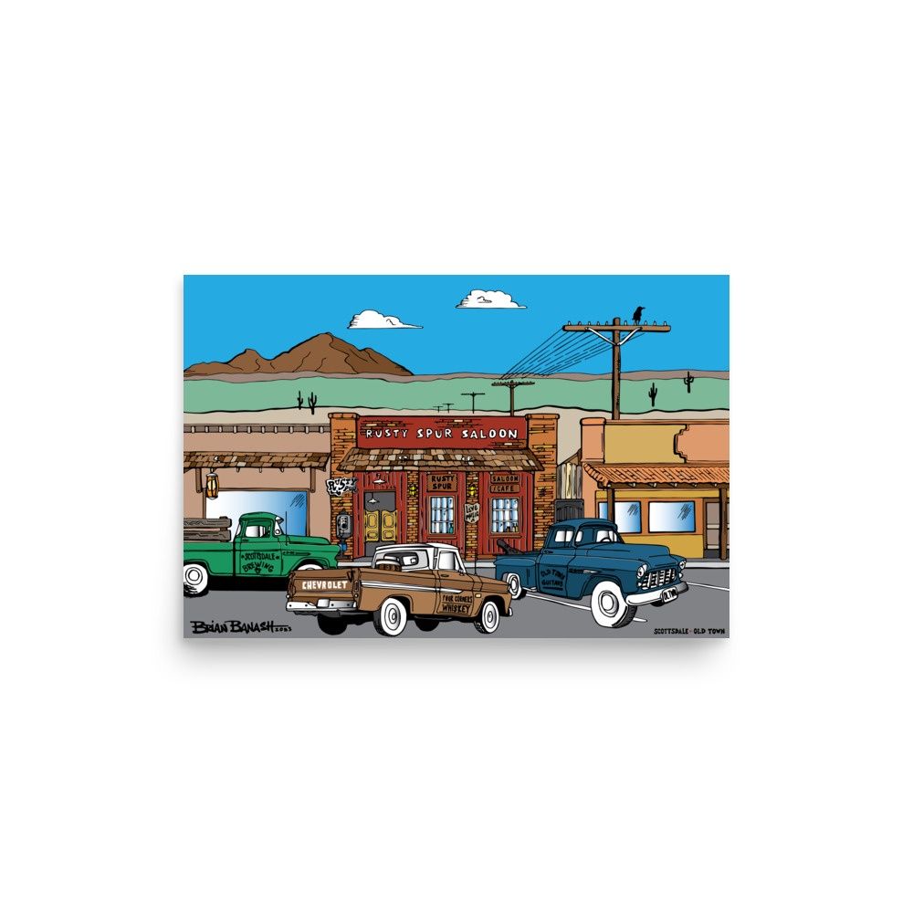 RUSTY SPUR SALOON . PICKUPS | POSTER PRINT | ILLUSTRATION | 2:3 RATIO