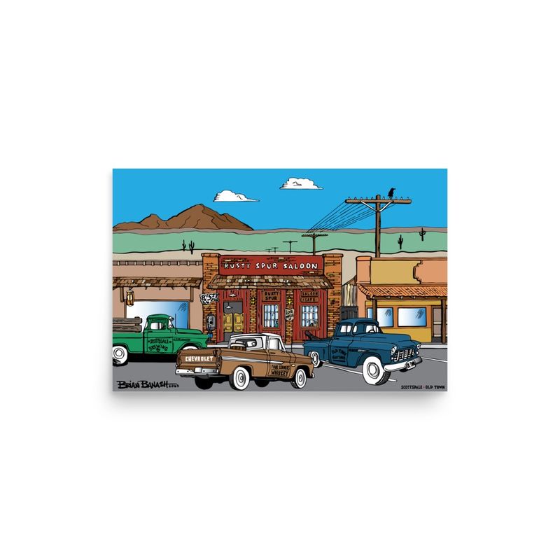 RUSTY SPUR SALOON . PICKUPS | POSTER PRINT | ILLUSTRATION | 2:3 RATIO