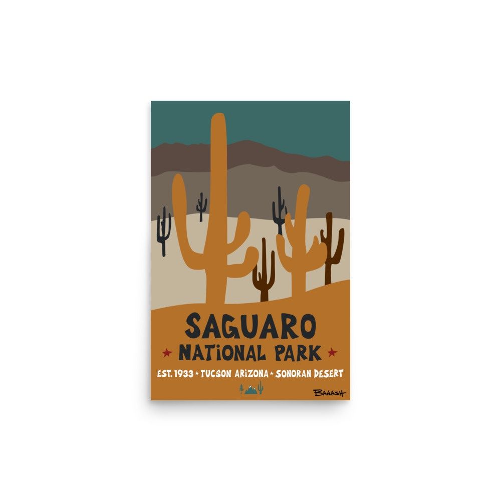 SAGUARO NATIONAL PARK . SERIES | POSTER PRINT | ILLUSTRATION | 2:3 RATIO, Size: 12x18, STYLE: SIMPLE