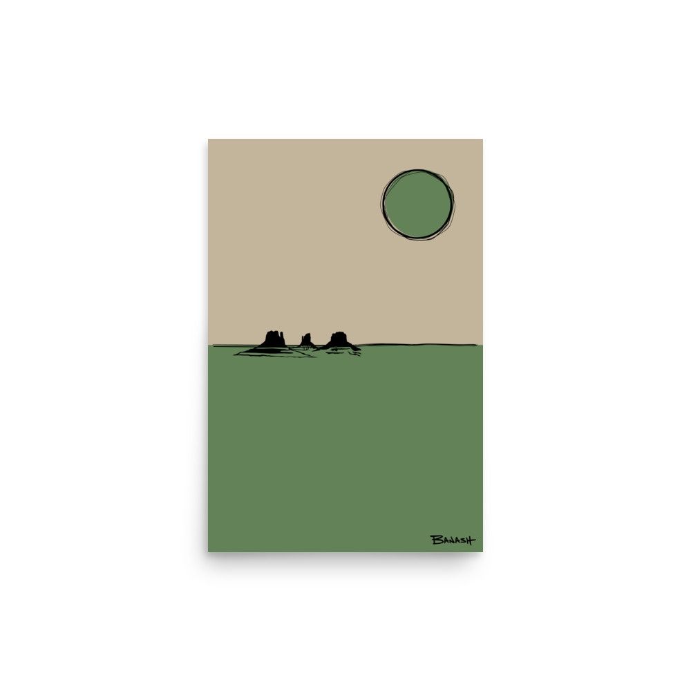 SUN . MONUMENT VALLEY . CACTUS GREEN | POSTER PRINT | ILLUSTRATION | 2:3 RATIO
