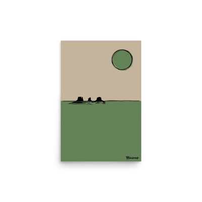 SUN . MONUMENT VALLEY . CACTUS GREEN | POSTER PRINT | ILLUSTRATION | 2:3 RATIO