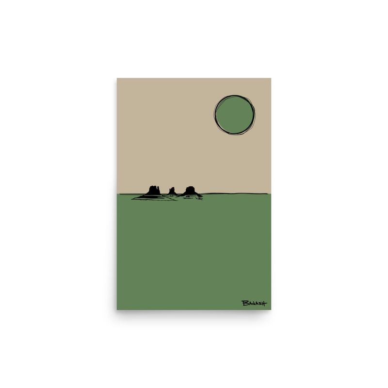 SUN . MONUMENT VALLEY . CACTUS GREEN | POSTER PRINT | ILLUSTRATION | 2:3 RATIO