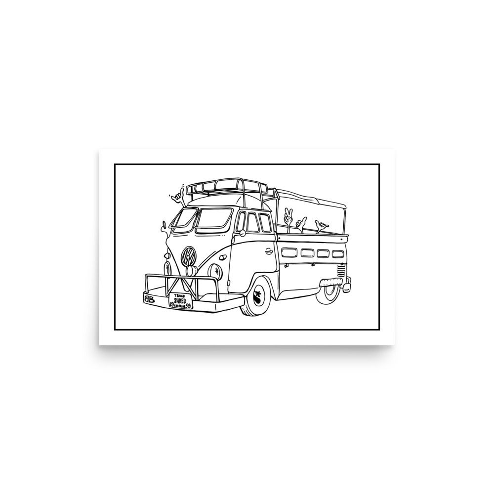 BUBBAS 59 TRUCK BUS . LINE DRAWING | POSTER PRINT | ILLUSTRATION | 2:3 RATIO