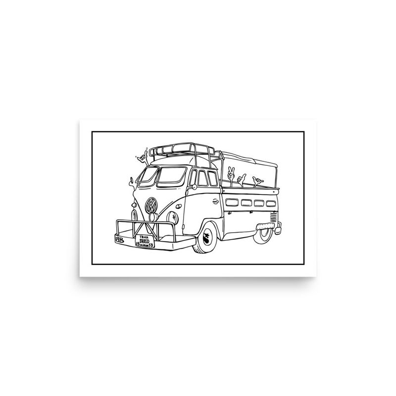 BUBBAS 59 TRUCK BUS . LINE DRAWING | POSTER PRINT | ILLUSTRATION | 2:3 RATIO