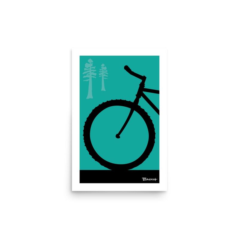MOUNTAIN BIKE FRONT END . PINES . COLOR SERIES | POSTER PRINT | ILLUSTRATION | 2:3 RATIO