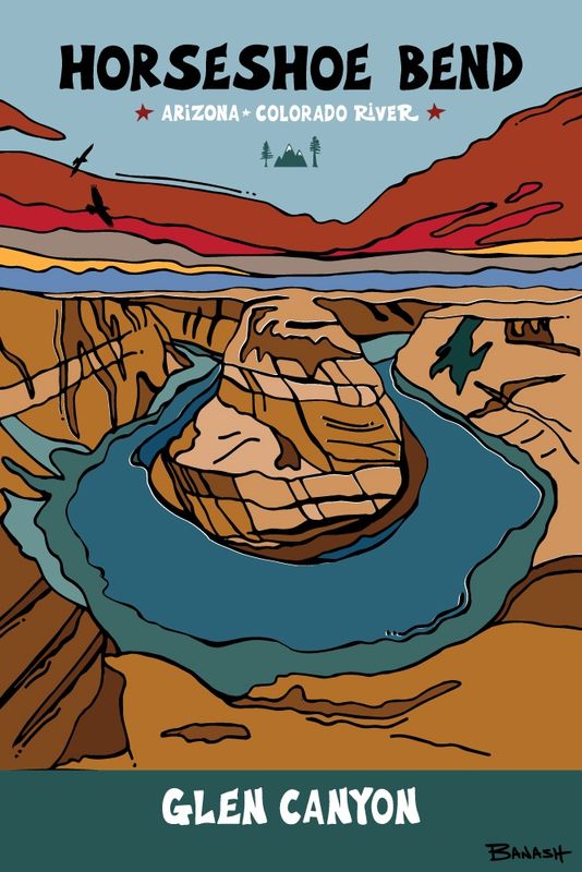 HORSESHOE BEND . GLEN CANYON | LOOSE PRINT | ILLUSTRATION | 2:3 RATIO