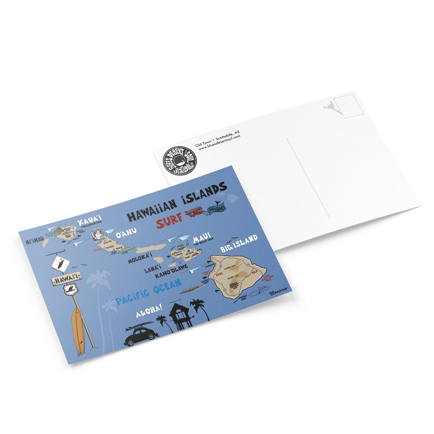 HAWAIIAN ISLAND CHAIN DESTINATION MAP | 6&quot; x 9&quot; POSTCARD