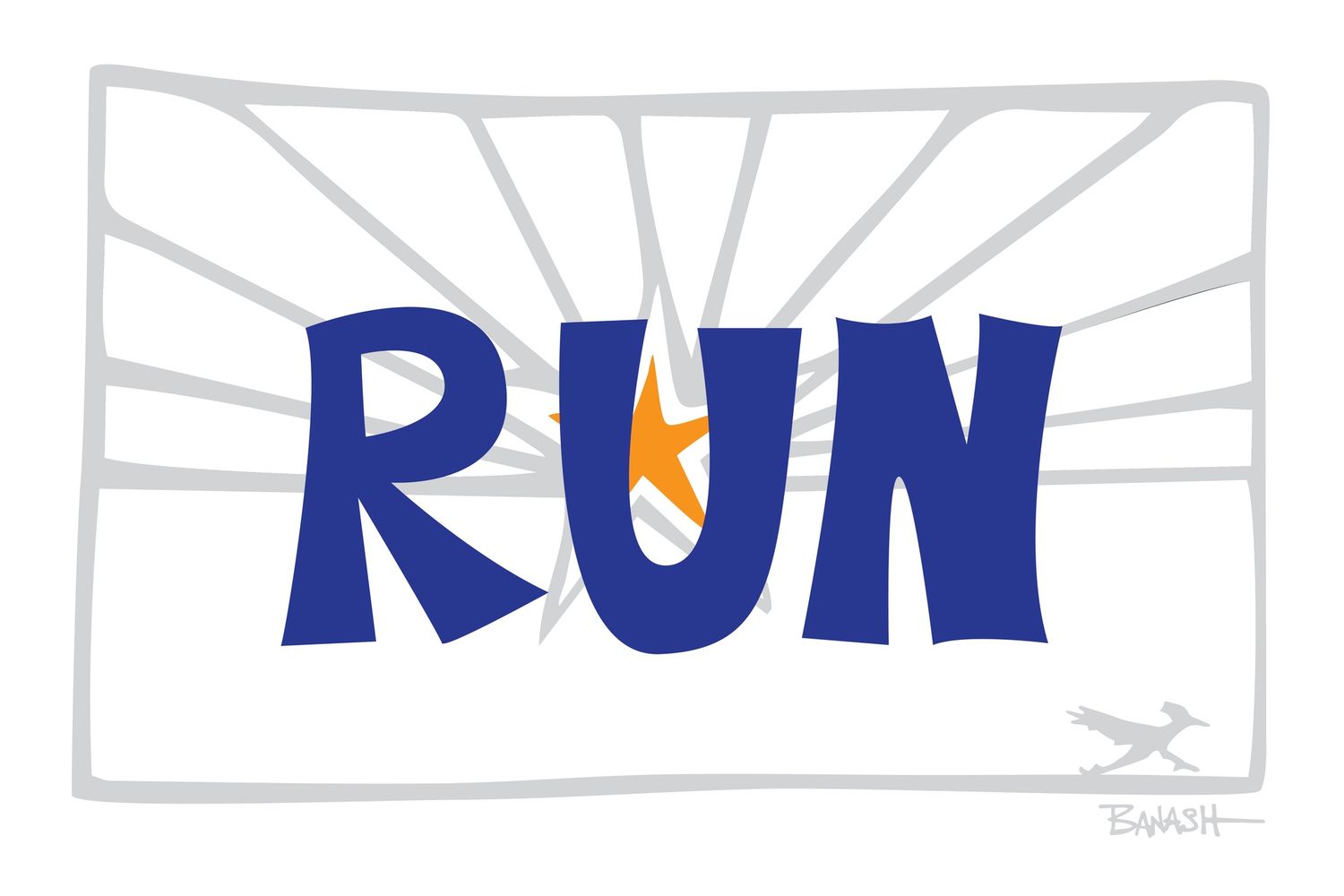 RUN . ARIZONA FLAG GHOST | LOOSE PRINT | ILLUSTRATION | 2:3 RATIO
