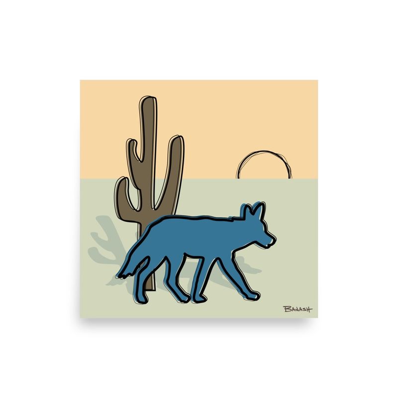 SAGUARO COYOTE | POSTER PRINT | ILLUSTRATION | 1:1 RATIO